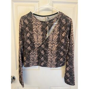 NWT ASOS Snake Print Long Sleeve Cut Out Top Size 12